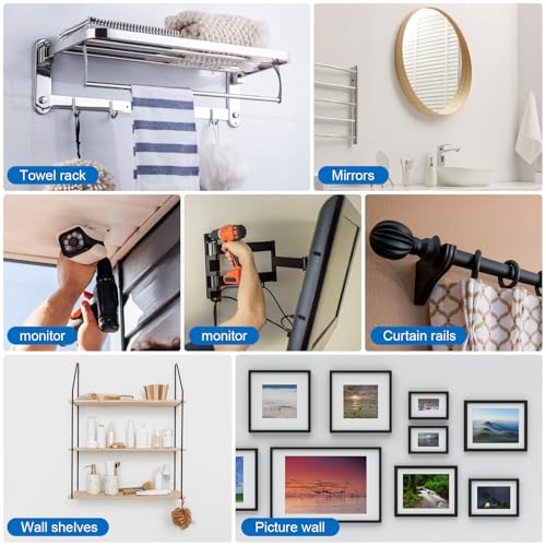 Aovchei Drywall Anchors Kit 38PCS, 19 Plastic Anchors and 19 Philips Flat Head Screws, 3 Size #10 * 60, #10 * 80, #10 * 100, Wall Hanging Kit for Hanging Picture Frame, Shelf Brackets, Curtain Rod