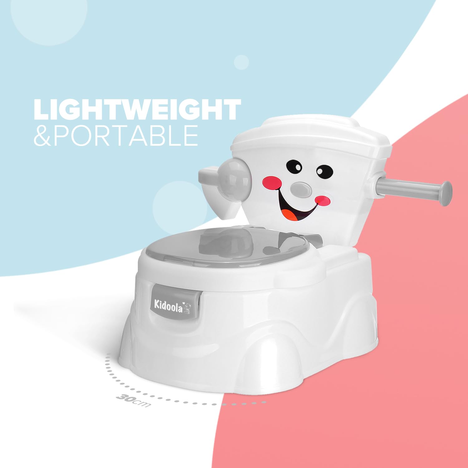 KIDOOLA Vasino per WC con paraspruzzi, modo divertente per migliorare lo sviluppo del tuo bambino, portatile, facile da trasportare come vasino da viaggio per bambini da 6 mesi a 5 anni (grigio)