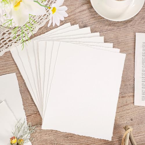 Image of Prudiut 25 Sheets Cotton Watercolor Paper, 300 GSM, 6 x 8 inch, Texture Laid, Ideal for Watercolor Painting, Acrylic Sketching, Card Making
