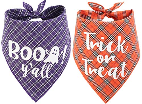 PICKUPIK Halloween Bandana for Dogs,Plaid Pet Bandanas with Cute Pattern