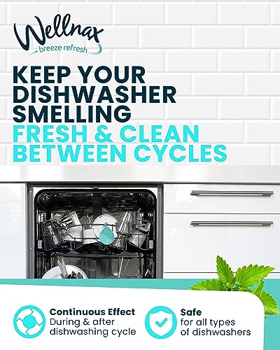 Wellnax Dishwasher Cleaner and Deodorizer - Dishwashing Machine Odor Eliminator & Deodorizer, Fresh Fragrance Gel With Smell Removal Solution, Freshener Smelling In Dishwash Machines (Mint)