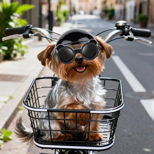 Enjoying Dog Helmets for Small Dogs, XSmall Dog Helmet with Goggles Outdoor Cycling Hiking, Windproof Dustproof, Puppy Helmets with Ear Holes, Adjustable Straps, Easy to Put On, XS by Enjoying - Image 2