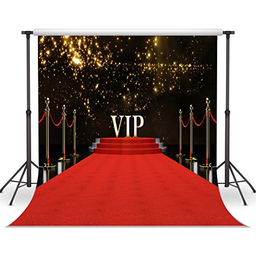 LYWYGG 10x10FT Der Rote Teppich Mit Funkelnden Brillante Stars Als Erfolg Der Fotografie Hintergrund...