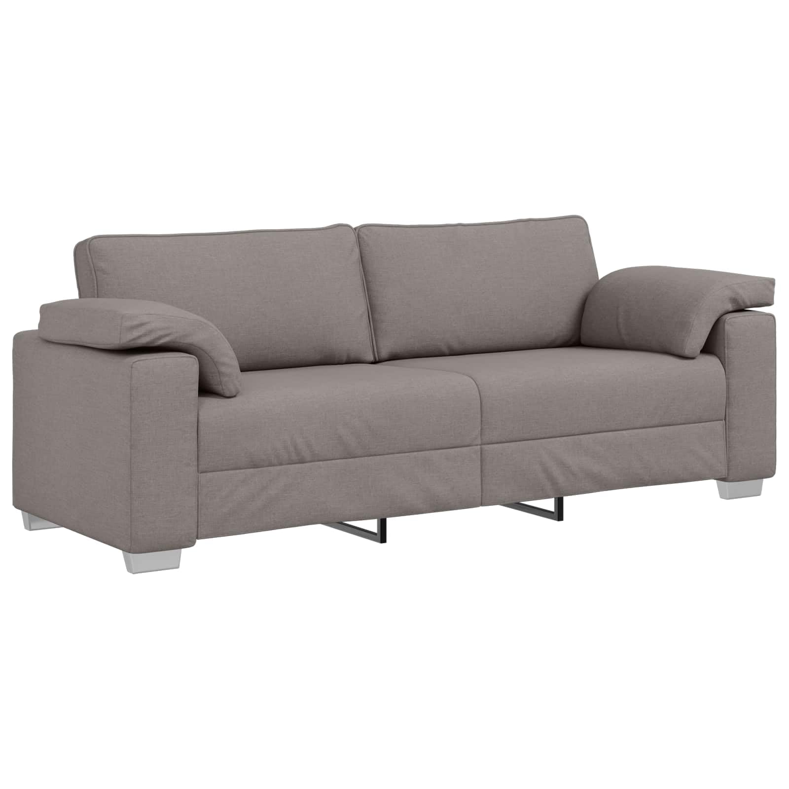 3-częściowy zestaw sof, taupe, 219 x 80 x 82 cm, z mieszanki lnu, fotel relaksacyjny, stolik kawowy, nowoczesny salon, sofa