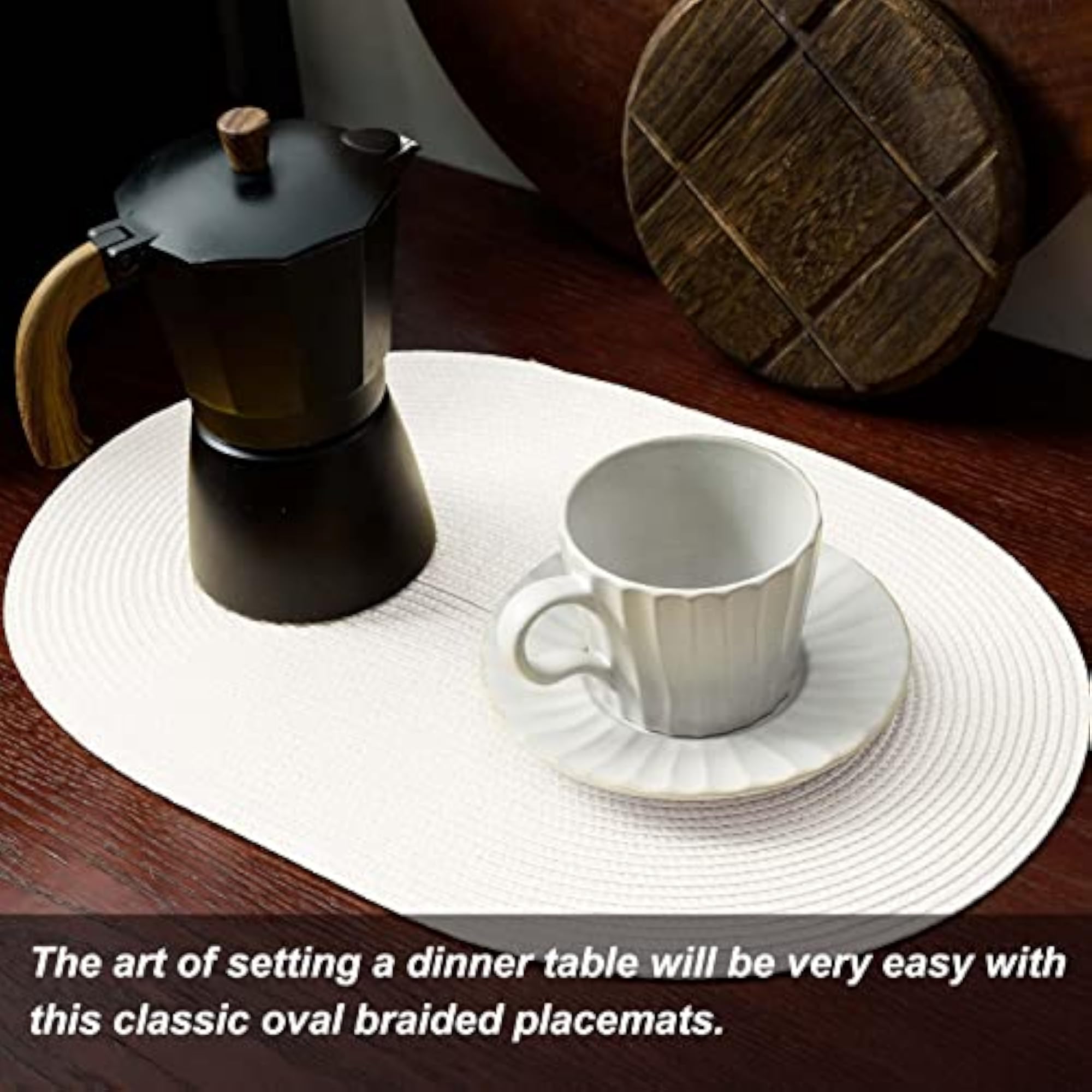 Placemats Set of 8 for Dining Table Washable Woven Vinyl