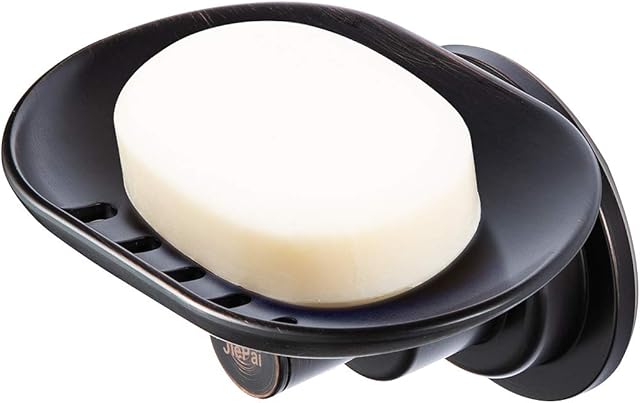 JIEPAI Suction Cup Soap Dish,Elegant Vacuum Suction Soap Holder,Wall Mounted Soap Dish for Bathroom Kitchen No Drill oil Rubbed Bronze