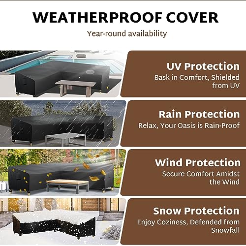 iBirdie Outdoor Sectional Cover fit 80 x 80 inch, 79 x 79, 78 x 78, 77 x 76 L-Shaped Patio Sofa Waterproof Weatherproof 600D Heavy Duty Garden Furniture Cover for Outside L Shape Couch by iBirdie - Image 6