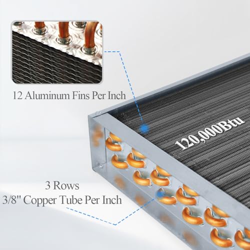 Water to Air Heat Exchanger 18x18 with 1\" Copper Ports for Outdoor Wood Furnaces, Residential Heating and Cooling, and Forced Air Heating - Thumbnail 3