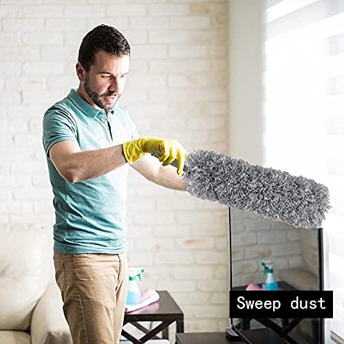 MagicQCraft Microfiber Feather Duster 5PCS,30 to 100" Extendable Long Handle Duster, Washable Dusters for Cleaning Ceiling Fan, High Ceiling, Blinds, Furniture & Cars