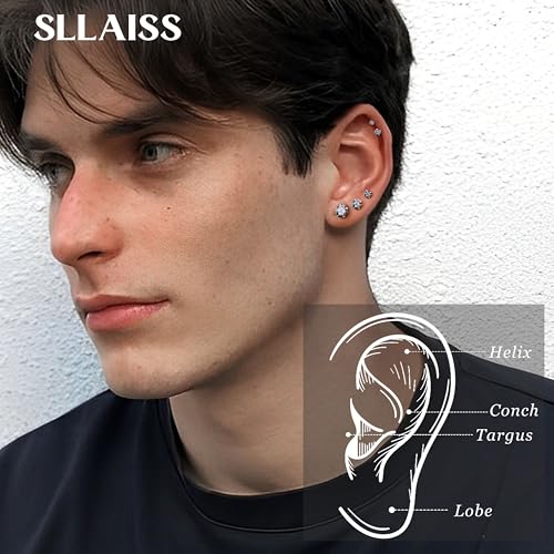 Piercing oreille tragus moissanite D VVS1 dos vissé titane G23 - 4