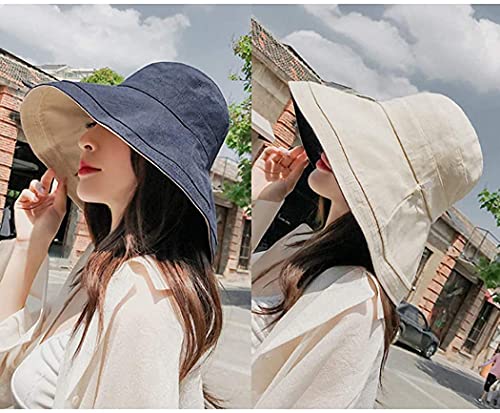Farodor Women's Reversible Bucket Hat Uv Sun Protection Wide Brim Summer Beach Hat Packable Navy Blue #TOP4