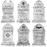 Yewfold 6 Pcs Funny Halloween Tombstones Yard Signs with Stakes, 16.5" Waterproof Graveyard Lawn Decorations, Vintage Outdoor Halloween Decor
