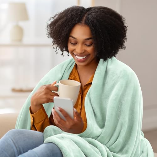 Image of Utopia Bedding Fleece Blanket Twin Size Mint Green (60x80 Inches) Ultra Soft Warm Lightweight Microfiber Breathable Anti-Static Cozy Bed Blanket, All-Season Home Decor Gift for Men & Women