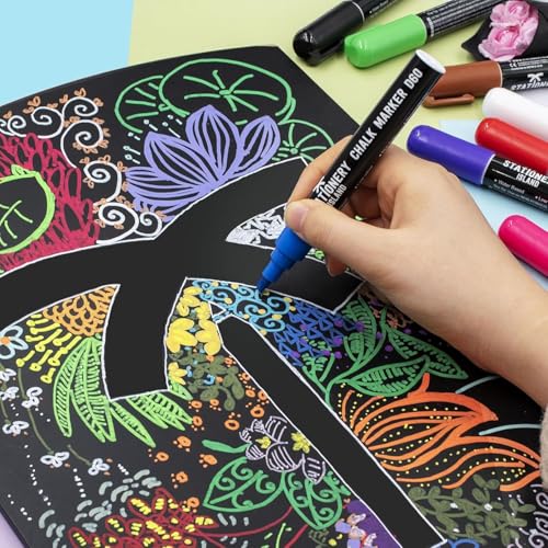 STATIONERY ISLAND Kreidestifte für Tafel Abwaschbar, Kreidestift für Fenster, 8 Farben Kreidemarker für Glas & Tafeln, Bunt Fensterstifte, Zeichnung, Künstler, Ostergeschenke