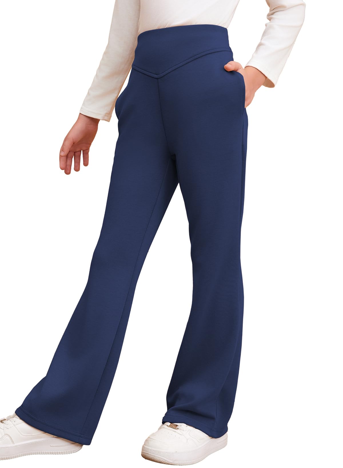 blibean Girls Dressy Bell Bottom School Uniform Pants Size 6-15 Years