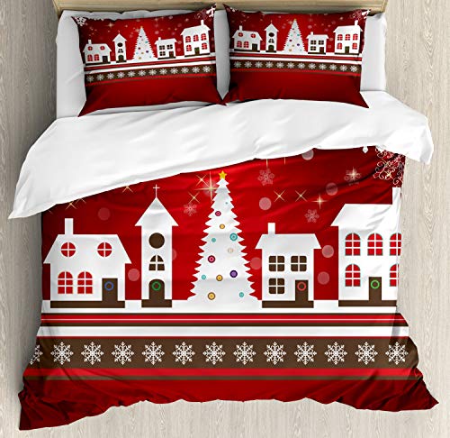 Black Friday - 60% OFF Ambesonne Christmas Duvet Cover Set, Winter Holidays Theme Gingerbread House Trees and Snowflakes Artwork Print, Decorative 3 Piece Bedding Set with 2 Pillow Shams, California King, White Red Black Friday - 60% OFF Ambesonne Christmas Duvet Cover Set, Winter Holidays Theme Gingerbread House Trees and Snowflakes Artwork Print, Decorative 3 Piece Bedding Set with 2 Pillow Shams, California King, White Red