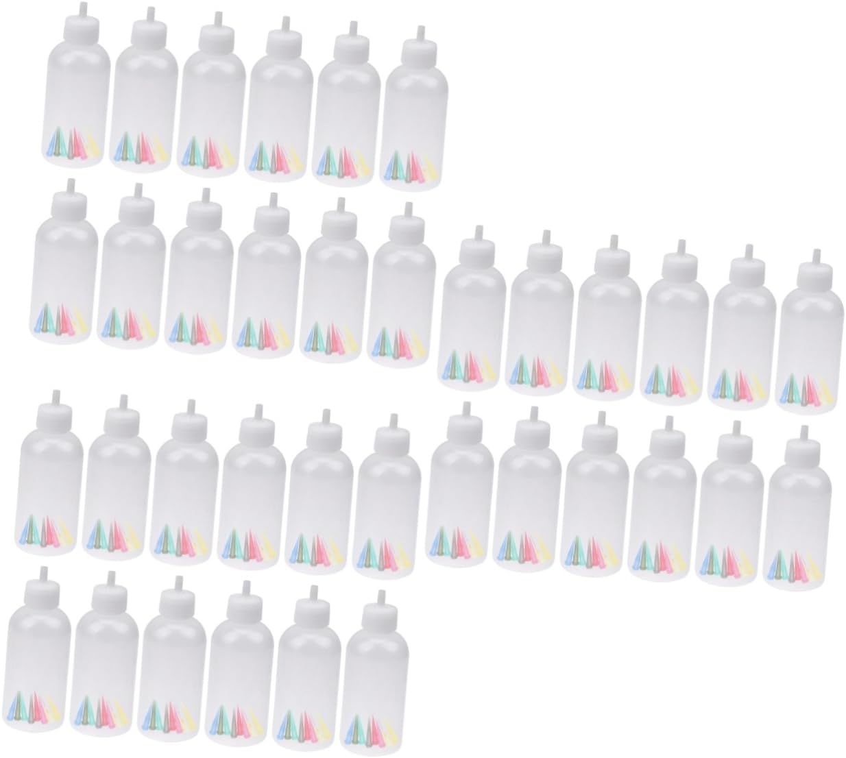 Cabilock 12 Sets Ketchup Dispenser Bottles Plastic Jam Painting Squeeze Bottles with Random Nozzles for Sauces Dressings and Cake Decoration and Capacity Random Color