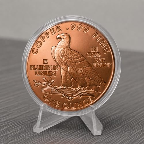 Image of Incuse Indian Design 1 oz Pure .999 Copper Round Bullion Coin in Capsule - COA by Heavenly Metals