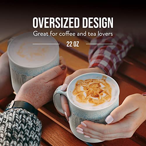 American Atelier Ceramic Glazed Jumbo Coffee Mugs | Set Of 4 | Big Tea Mugs With Large Handle Design | Dishwasher And Microwave Safe | Made Of Stoneware | Blue, 22Oz #TOP3