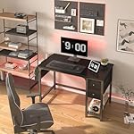 Lufeiya Computer Desk with Fabric Drawers, 40 Inch Reversible Gaming Desk for Small Space Home Office, Modern Simple Study Writing Table PC Desks for Bedroom, Black - Image 2