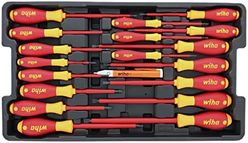 Wiha 32095 Slotted and Phillips Insulated Screwdriver Set, 1000 Volt, 19 Piece