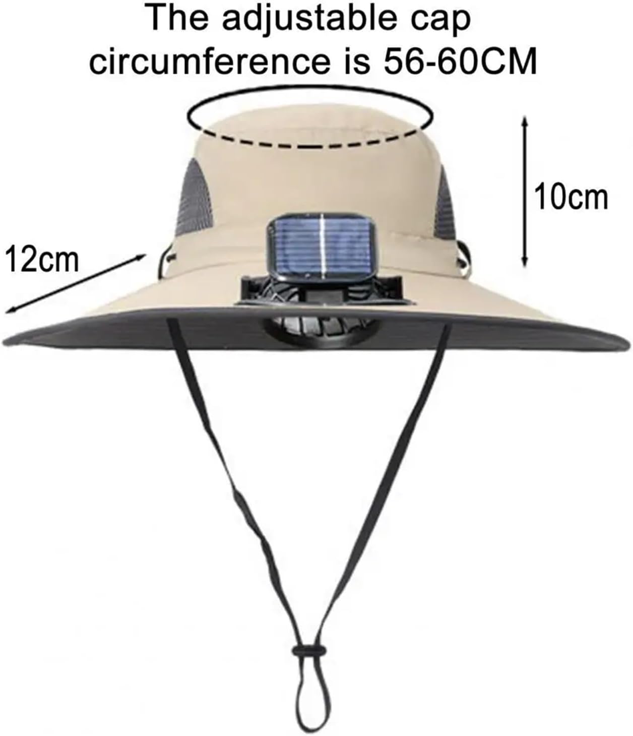 with Solar-Powered Dual Fans Wide-Brimmed Outdoor Hat USB Charging Breathable Mesh Fishermen Cap 1Pcs
