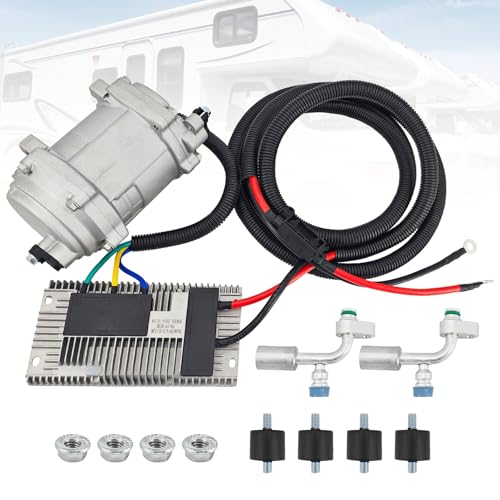 Meiclics 12V DC Automotive Electric A/C Compressor Kit 600W 20cc/r - Universal Replacement Air Conditioner Compressor with External Control Panel - For RVs, Campers, Trucks, Buses & Off for R134a