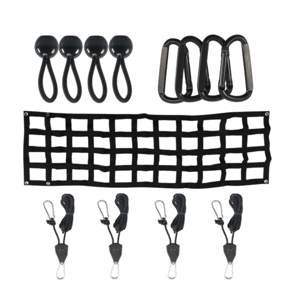 Riloer Red organizadora de maletero compatible con la mayoría de compartimentos de camioneta con 4 ganchos de cuerda de metal de tamaño mediano