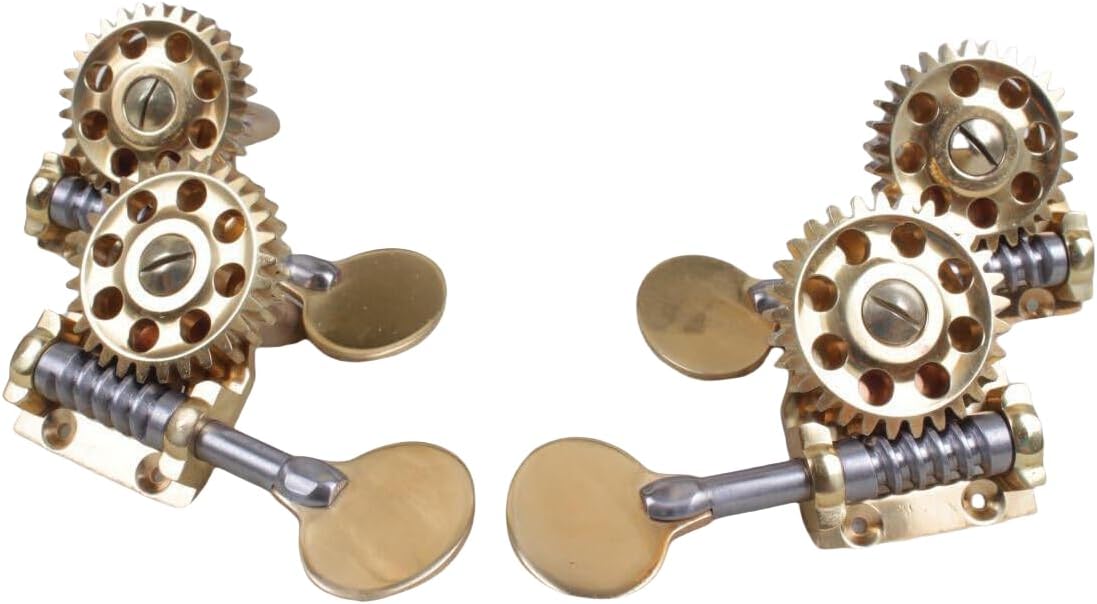 Vetimobato 1 Set 3/4 Upright Double Bass Pegs Brass String Winder Head Upright Bass Peg String Tuner String Adjuster Machine Winder Bass Part (4 String Round Handle Large Wheel)