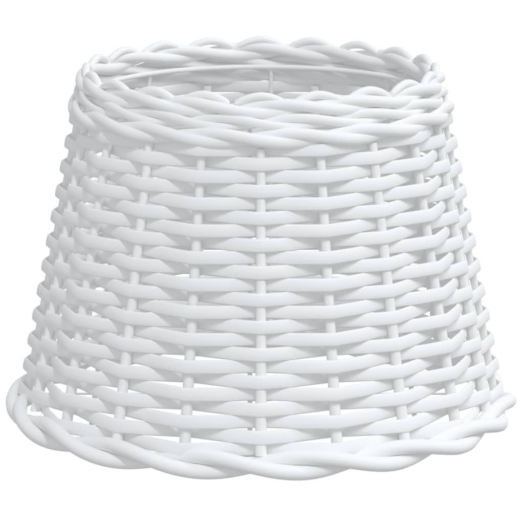 vidaXL White Wicker Lamp Shade with Iron Holder - Ø30x20 cm - Suitable for E27 Bulbs - Natural Handcrafted Design for Table & Ceiling Lamps