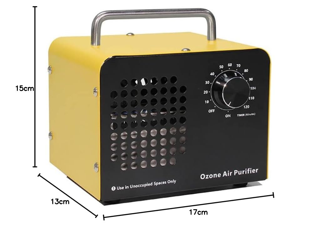 Generador de ozono, 5000 mg/h, ionizadores de aire para el hogar, purificador de aire Ozonizador, desodorante O3 para la habitación del hogar, Bar, granjas, coches y mascotas (amarillo)