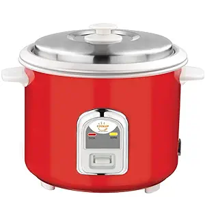 Cookup 1.8 Litres Electric Rice Cooker | Aluminium Cooking Pans | Stainless Steel Lid | Cool Touch Handles | Detachable Power Cord | 700- Watt (2 Pot, Red)