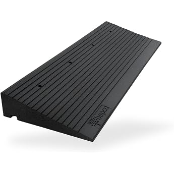 bepco Premium Threshold Ramp - Access Ramp Made of Recycled Rubber with Inlaid Washers for Patios Door Thresholds Kerbs Stairs without Fixings 100 x 35 x 10 cm