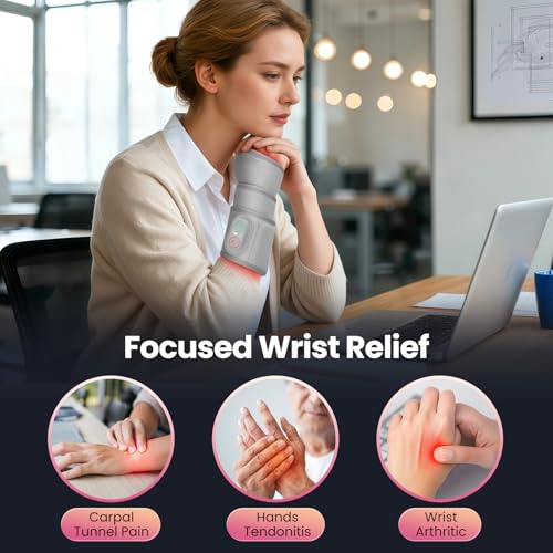 Image of Cordless Wrist Heating Pad Wrap, Heated Wrist Brace with Vibration, Heated Wrist and Hand Massager, 3 Heat Levels, 3 Massage, Rechargeable Heating Pad for Wrist and Hand, Elbow, Ankle