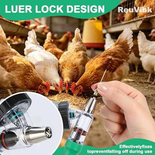 Image of 5ML Livestock Syringe Gun, Automatic Self Refill Injection Gun Continuous Adjustable Bottle Attachment Livestock Animal Syringe with 10 Needles, for Chicken, Duck, Pig, Sheep, Cow Poultry (green)