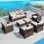 SUNSHINE VALLEY Patio Furniture Set Outdoor Furniture Brown Wicker Rattan Patio Conversation Sets with Cushion Outside Sofa Set,7 Pieces 9 Seats,Beige