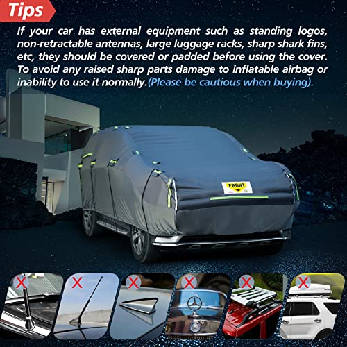 Image of WARSUN Airtight Hail Car Cover with Thickened Real PVC Airbag Heavy Duty Anti-Hail Car Cover Protection for SUV Sedans Length Between 166-198 Inches(with Air Pump)