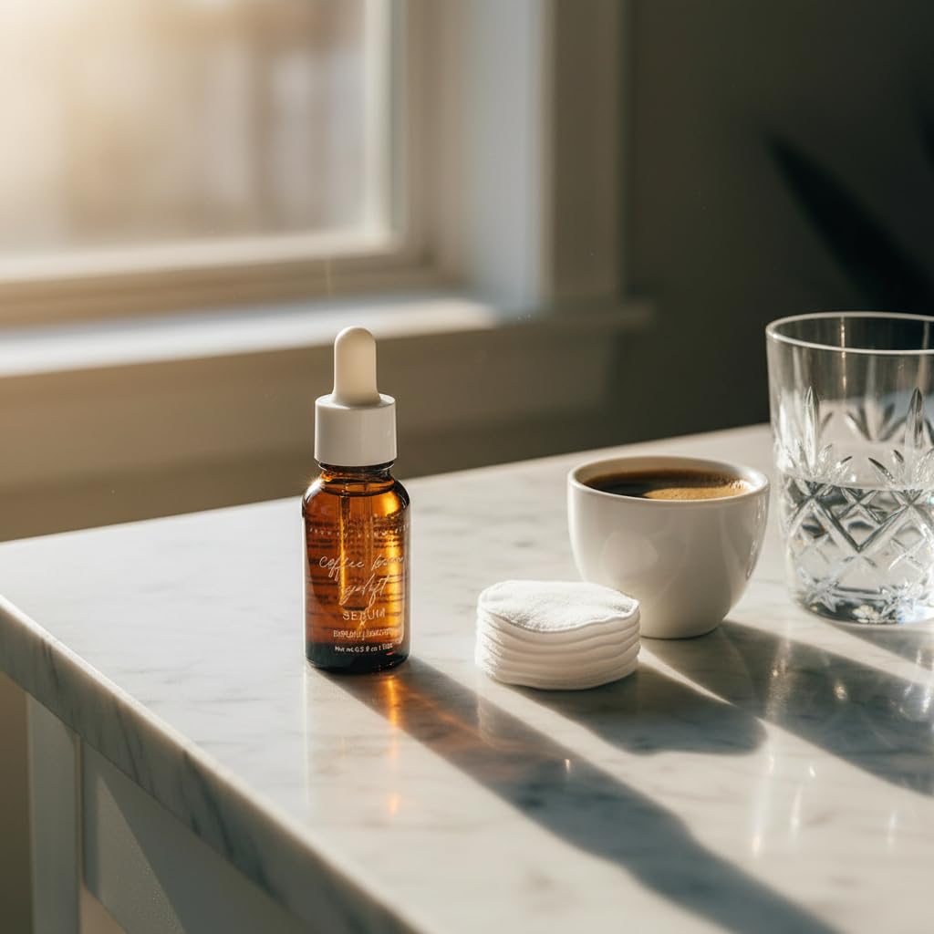 Pretty Farm Girl Coffee Bean Eye Serum – Depuffing & Smoothing Formula with Organic Extract – Lightweight Hydrating Dropper Serum for Dark Circles & All Skin Types - 0.5 oz