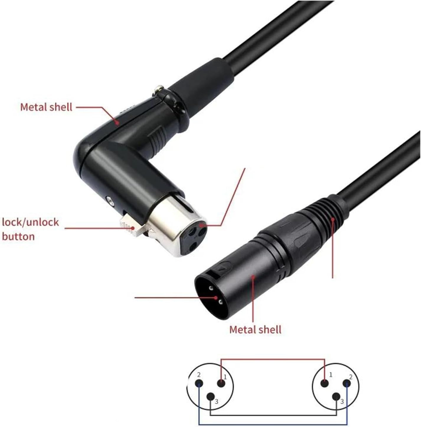 ギター楽器ケーブル ギターに最適なプロ仕様の90度延長ケーブル(30CM)