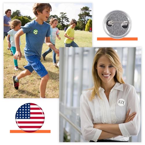 500 Sets Blank Metal Button Making Supplies Badge Parts, 32mm/1.25 inch Round Metal Button Kit for Button Maker Machine, Including Metal Shells Metal Back Cover Clear Film and Paper - Thumbnail 6