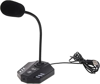 Computer Microphone USB Desktop Condenser PC Laptop Mic Touch-Sensitive Button Support for XP 7 8 10 System Mini Gooseneck Microphone for Computer Video Conferencing