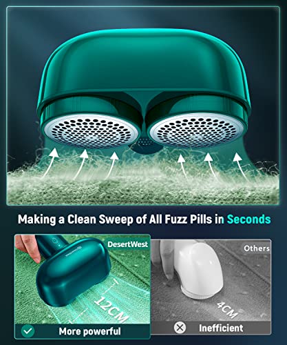 Desertwest Electric Fabric Shaver[𝟭𝟬𝟬% 𝙋𝙞𝙡𝙡𝙨 𝙍𝙚𝙢𝙤𝙫𝙖𝙡] Professional Dual-Head Sweater Shaver Commercial Lint Remover Rechargeable With 2 Spare Blades Lint Shaver Cloth Bedding Furniture #TOP1