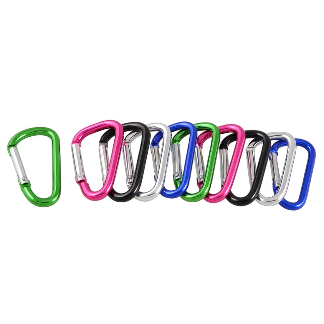 uxcell Aluminum Carabiner Keychain Clip, 10 Pcs Colorful D Shaped Keyring Ring Spring Buckle Clip for Indoor Outdoor Use, Backpack Clip Snap Hooks Lock for Fishing Traveling, Hiking