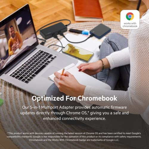 Belkin 5-In-1 Powered Usb-C & Usb Hub, Usb-C Docking Station W/ 2 Usb-A Ports, 1 Usb-C Port, Ethernet, & 4K Hdmi Port, Compatible With Macbook, Chromebook & Other Usb-C Devices #TOP2