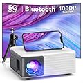 Mini Projector with WiFi and Bluetooth, AKIYO 1080P Supported Projector with Projector Stand, Portable Movie Projector for Home Theater/Outdoor, Compatible with iOS/Android/Laptop/TV Stick/HDMI/PS5