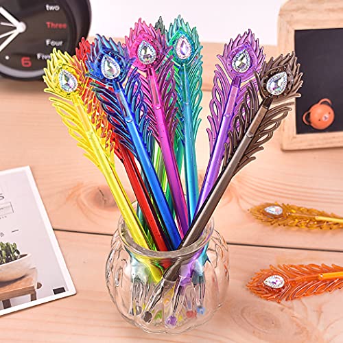 Giant Star 12Pcs Peacock Feather Colored Gel Ink Pen, Cute Diamond Gel Pen, 0.38 Mm Extra-Fine Ballpoint Pen, Stationery Office Supplies,Birthday Gift For Kids, Set Of 12 Colors #TOP1