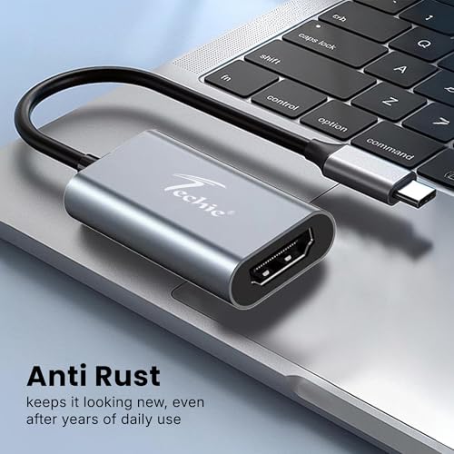 Image of Techie Type-C to HDMI Converter Slim 4K 30hZ, Crystal-Clear 4K Output, Plug-and-Play Design & Aluminium Body, Connect USB-C Devices to HDMI Display, Monitor, TV or Projector - Silver