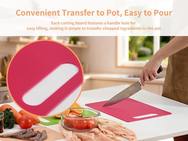 Kitchen Cutting Board Set of 3, Plastic Cutting Boards with Easy Grip Handle for Kitchen Cooking, Non Slip Cutting Mat Pad for Meat, Fruit, Vegetables, 12 Inch by 8 Inch