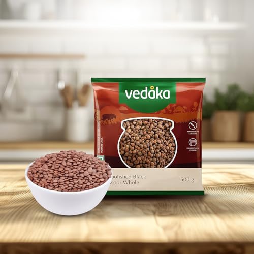 Image of Amazon Brand - Vedaka Unpolished Black Masoor Dal | Whole | 500 G | Premium Black Masoor Dal