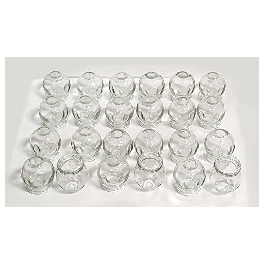 Glass Fire Cupping Jars with Finger Grips - #3 (Outer Dia. 2.2"), Set of 24 Cups